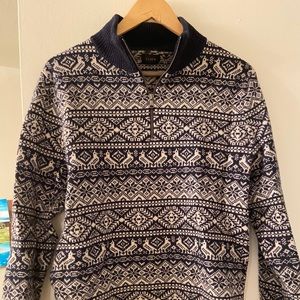 Small J. Crew FairIsle/Xmas zip neck sweater
